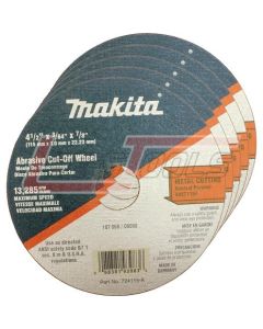 MAKITA 724115-A-25 4-1/2" x 7/8" x 3/64" Super Thin Cut-off Wheel, Metal, 25/pk