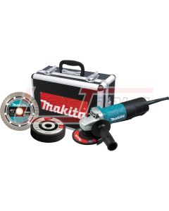 MAKITA 9557PBX1 4-1/2" Paddle Switch Angle Grinder with aluminum case, diamond blade & grinding wheels