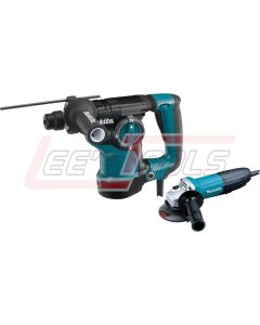 MAKITA HR2811FX 1-1/8" Rotary Hammer, accepts SDS-PLUS bits, 3-mode and 4-1/2" Angle Grinder