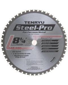 TENRYU PRF-21048BW 8-1/4" 48T 5/8"KO ARBOR MTCG GRIND CARBIDE BLADE 0 RAKE 0.087 KERF 5800 RPM FERROUS METALS CIRCULAR